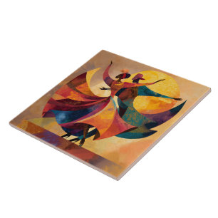 Afrikanisches Paar Tanz Kunstprint Fliese