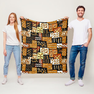 Afrikanisches Patchwork Fleecedecke