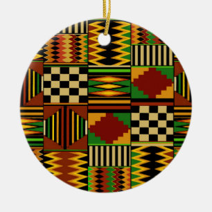 Afrikanisches Royal Kente-Stoffdesign Keramik Ornament