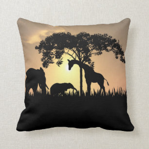 Afrikanisches Safari-Silhouette-Kissen Kissen