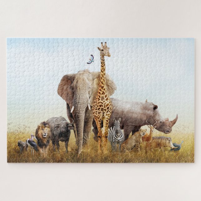 Afrikanisches Safari-Tierphantasie-Land-Puzzle (Horizontal)