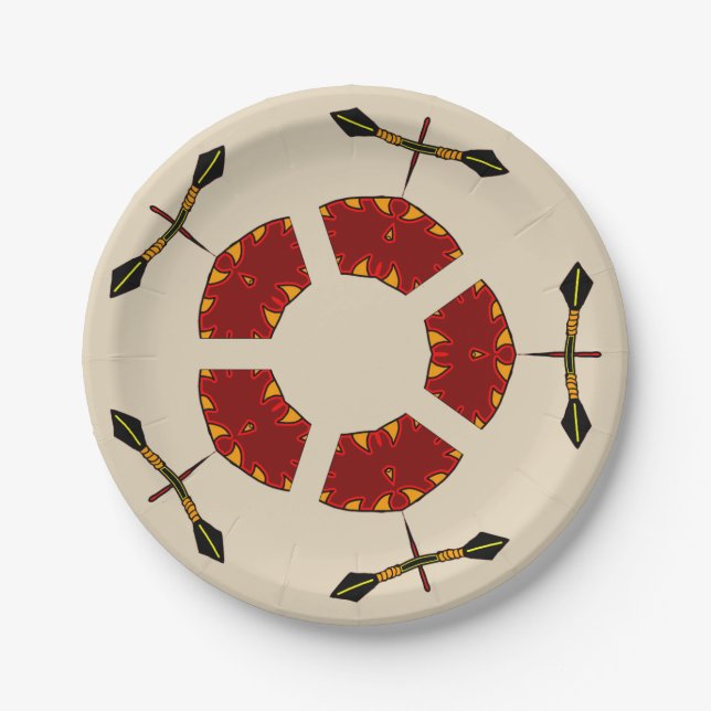 Afrikanisches Schild und Speer-Muster Pappteller (Vorderseite)