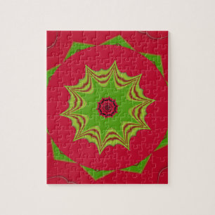 Afrikanisches Stammes-Rot- und Grün-Mandala