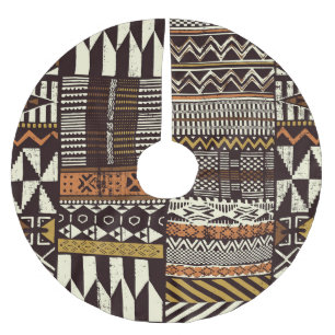 Afrikanisches Stammesgewebe, abstrakt Vintag. Polyester Weihnachtsbaumdecke