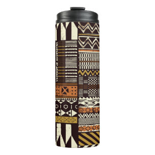 Afrikanisches Stammesgewebe, abstrakt Vintag. Thermosbecher