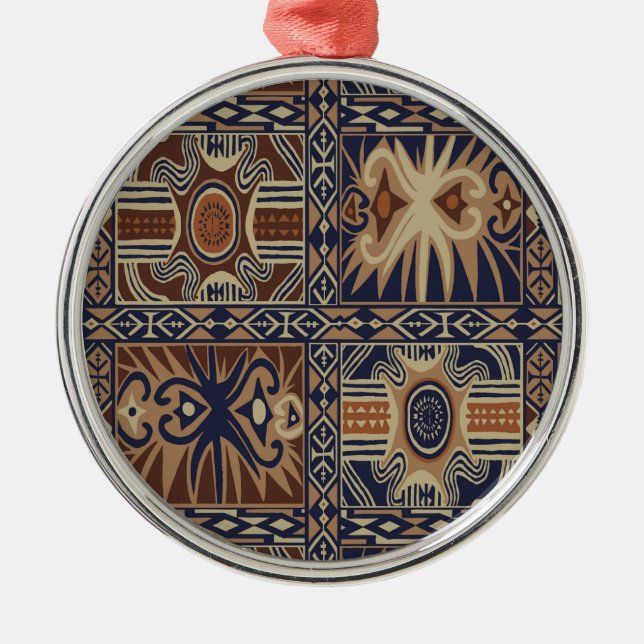 Afrikanisches Stammeskollaps Ornament Aus Metall (Vorne)