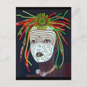 Afrikanisches Stammesmädchen - Original-Collage-Po Postkarte