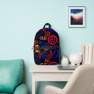 Afrikanisches Stammesmuster Farbige Abstraktion Bedruckter Rucksack