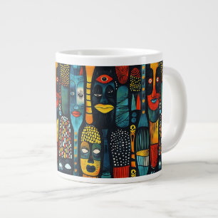 Afrikanisches Stammesmuster mit Götzen. Jumbo-Tasse