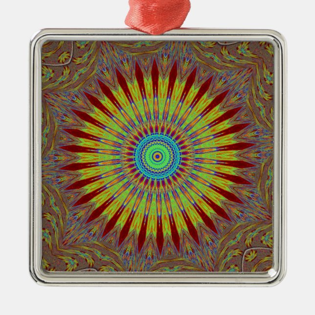 Afrikanisches Stammesmuster mit iranischem Teppich Silbernes Ornament (Vorne)
