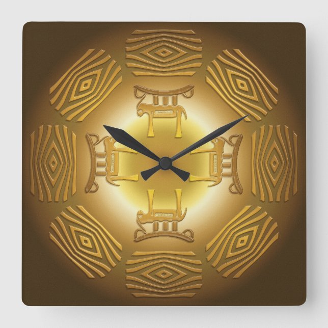 Afrikanisches Stammesmuster Quadratische Wanduhr (Vorderseite)