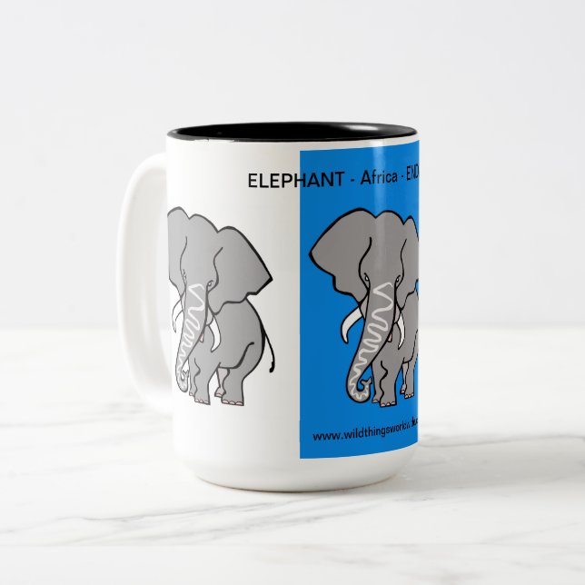 Afrikanisches Tier - Coole ELEPHANT - Wildtiere - Zweifarbige Tasse (Vorderseite Links)