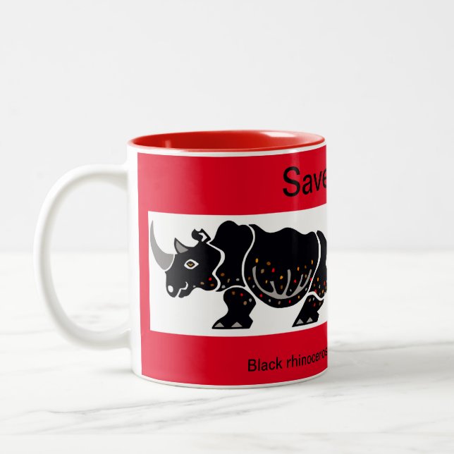 Afrikanisches Tier - Gerettet RHINOS - Wildtiere - Zweifarbige Tasse (Links)