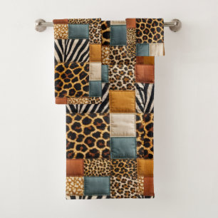 Afrikanisches Tierdruck-Patchwork-Design-Handtuch- Badhandtuch Set