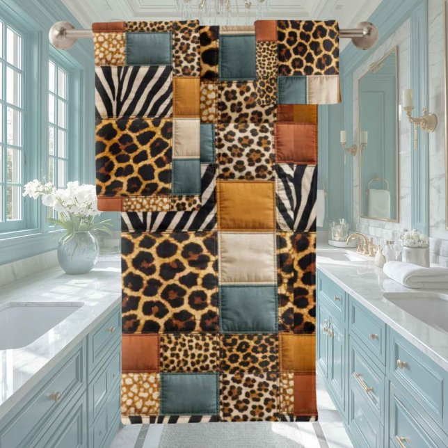Afrikanisches Tierdruck-Patchwork-Design-Handtuch- Badhandtuch Set (Von Creator hochgeladen)