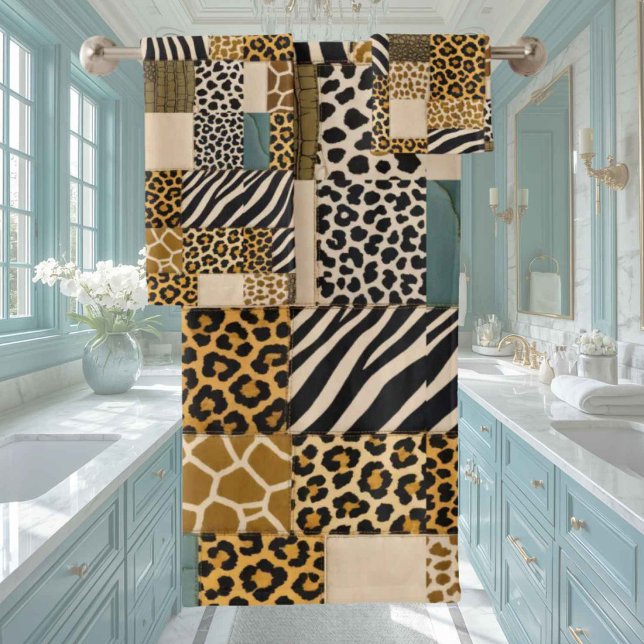 Afrikanisches Tierdruck-Patchwork-Design-Handtuch- Badhandtuch Set (Von Creator hochgeladen)