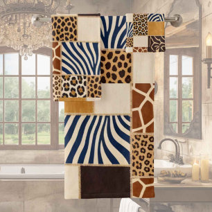 Afrikanisches Tierdruck-Patchwork-Design-Handtuch- Badhandtuch Set