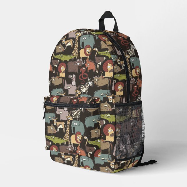 Afrikanisches Tiermuster Bedruckter Rucksack (Rückseitige Ecke Rechts)