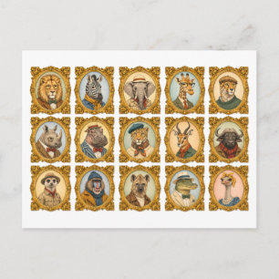 Afrikanisches Tierporträt Collage Postkarte