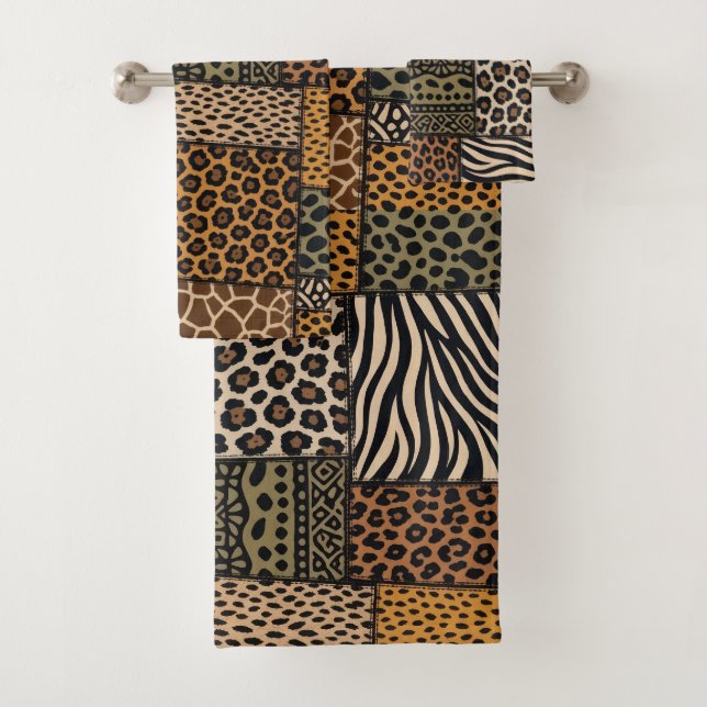 Afrikanisches Tierprint-Patchwork-Design-Handtüche Badhandtuch Set (Insitu)