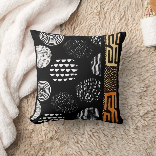 Afrikanisches Tribal-Mud-Stoffmuster Kissen (Decke)