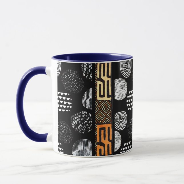Afrikanisches Tribal-Mud-Stoffmuster Tasse (Links)
