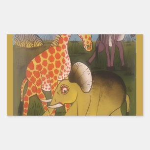 Afrikanisches Trio Kunstposter Rechteckiger Aufkleber