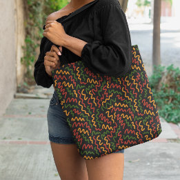 Afrikanisches Wavy Lines Muster Tasche