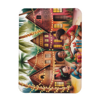 Afrikanisches Weihnachtsfoto-Magnet Magnet