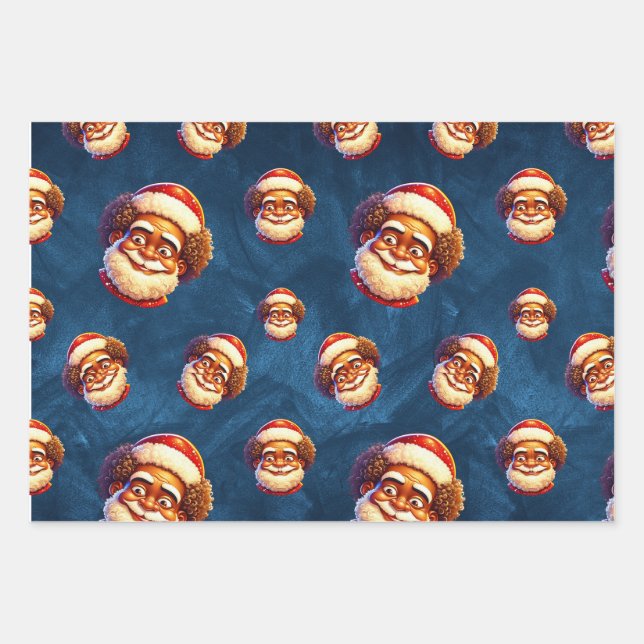 Afrikanisches Weihnachtswrappepapier Geschenkpapier Set (Vorderseite 3)