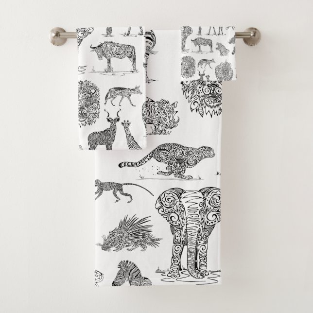 Afrikanisches Wildlife-Designhandtuch Badhandtuch Set (Insitu)
