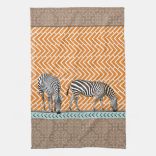 Afrikanisches Zebra Orange Chevron Teeküchentuch Küchentuch
