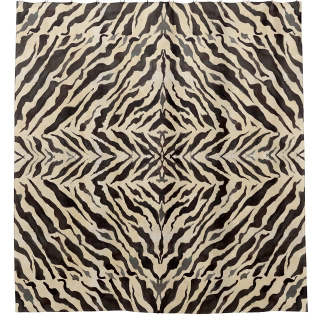 Afrikanisches Zebra-Zebrastreifen Muster Schwarzer Duschvorhang (Vorderseite)