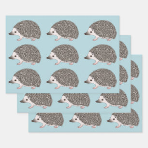 Afrikanisches Zwergigel-Cartoon-Designmuster Geschenkpapier Set