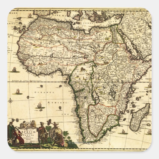 AfrikaPanoramakarte Afrika Quadratischer Aufkleber (Vorderseite)