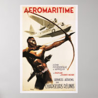 Afrique AFRIQUE AEROMARITIME Retro avion Poster