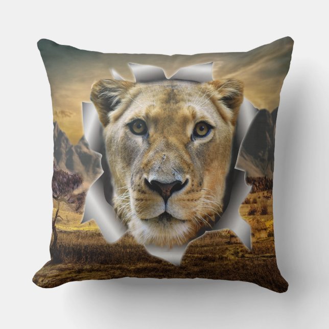 Afrique-Safari Lioness Coussin de la faune et de l (Recto)