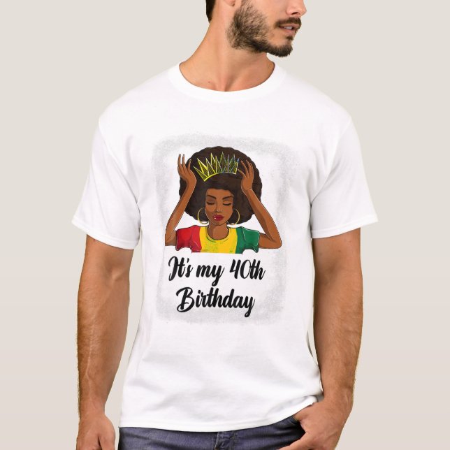 Afro 40. Geburtstag T-Shirt (Vorderseite)