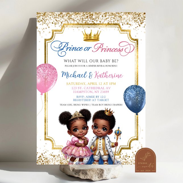 Afro African Prince or Princess Gender Reveal Einladung (Von Creator hochgeladen)