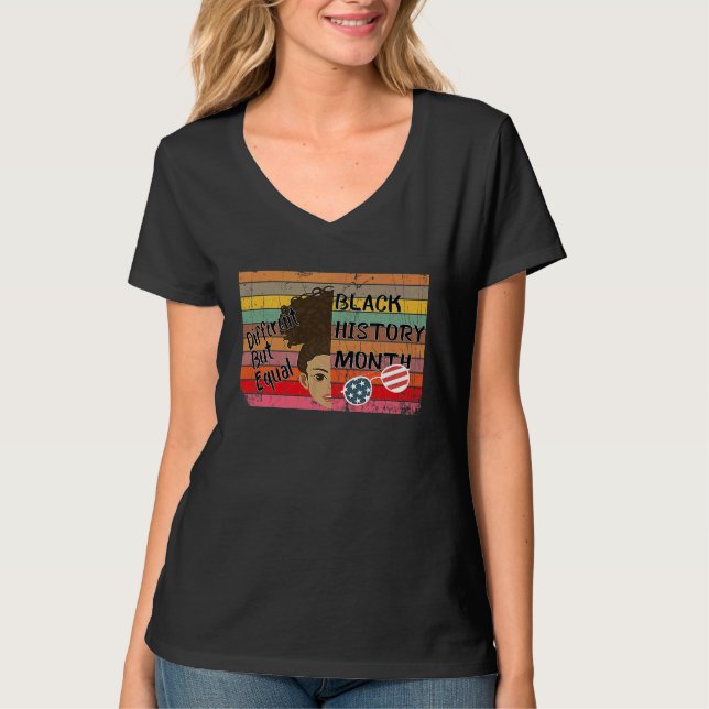 Afro Ame Black History Month  Different but Equal T-Shirt (Vorderseite)