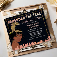Afro-Américain 1920s Style Anniversaire Invitation