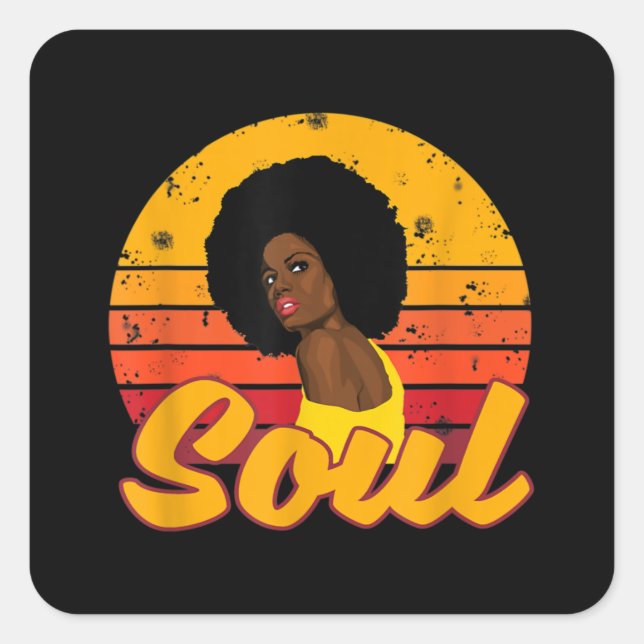 Afro American 70er 80er Funk Afro Disco Soul Quadratischer Aufkleber (Vorderseite)