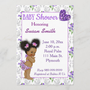 Afro American Baby Girl Baby Dusche Einladung
