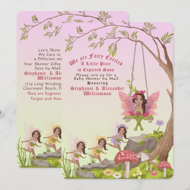 Afro American Baby Shower Einladung (Vorne/Hinten)