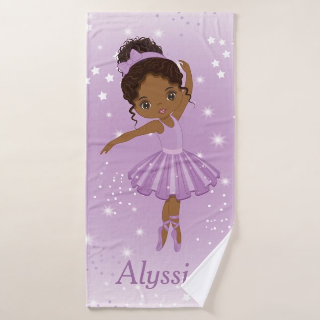 Afro American Ballerina Lila Tutu Badetücher Badhandtuch Set (Badehandtuch)