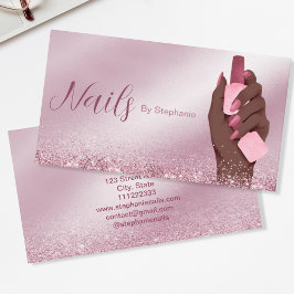 Afro American Glitzer Nail Artist Manicure Beauty Visitenkarte
