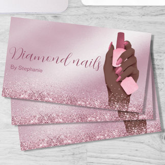 Afro American Glitzer Nail Artist Manicure Beauty Visitenkarte