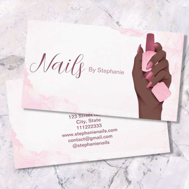 Afro American Glitzer Nail Artist Manicure Beauty Visitenkarte (Von Creator hochgeladen)