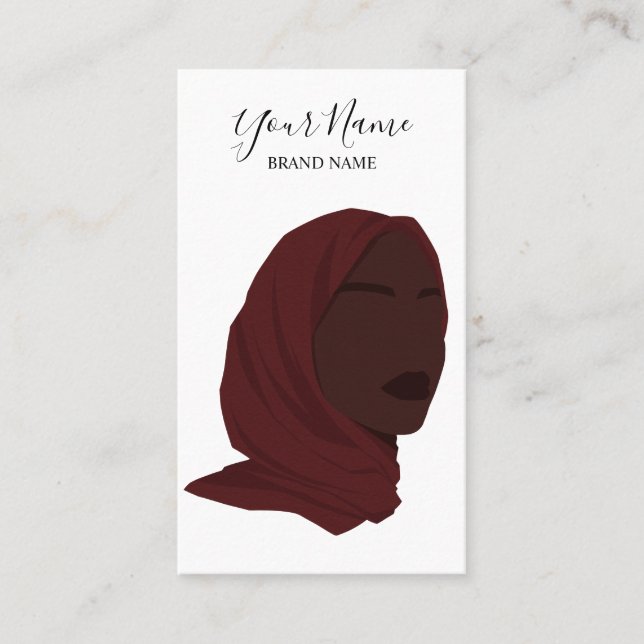 Afro American Muslim Hijab Beauty Salon QR Code Visitenkarte (Vorderseite)