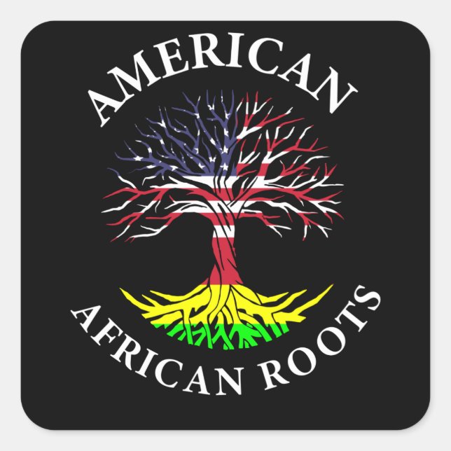 Afro American Roots Black History Monat Quadratischer Aufkleber (Vorderseite)